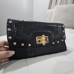 Carol Brodie Black Gold Snake Skin Clutch